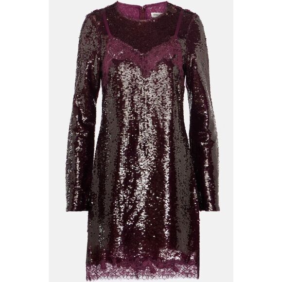 SIMKHAI Mako Sequined minidress In Maroon NWT Size 6 - Picture 1 of 11